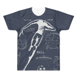 PATENT Soccer Ball • Fellas Front & Back All-Over Print Blue T-Shirt - Chosen Tees