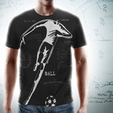 PATENT Soccer Ball • Fellas - Front & Back All-Over Print Black T-Shirt - Chosen Tees