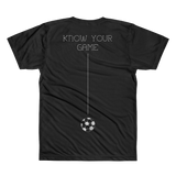PATENT Soccer Ball • Fellas - Front & Back All-Over Print Black T-Shirt - Chosen Tees