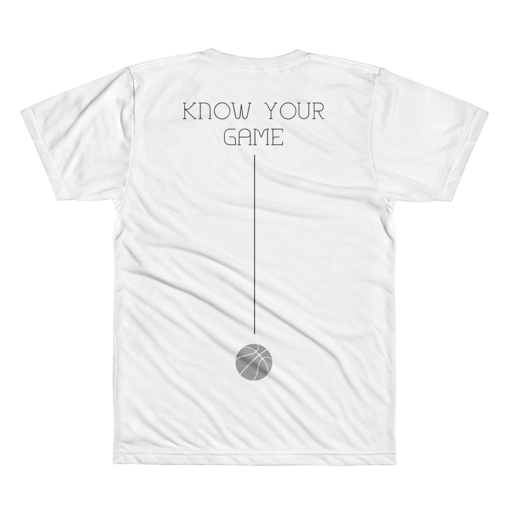 Patent B-Ball • Fellas - Front & Back All Over Print White T-Shirt - Chosen Tees