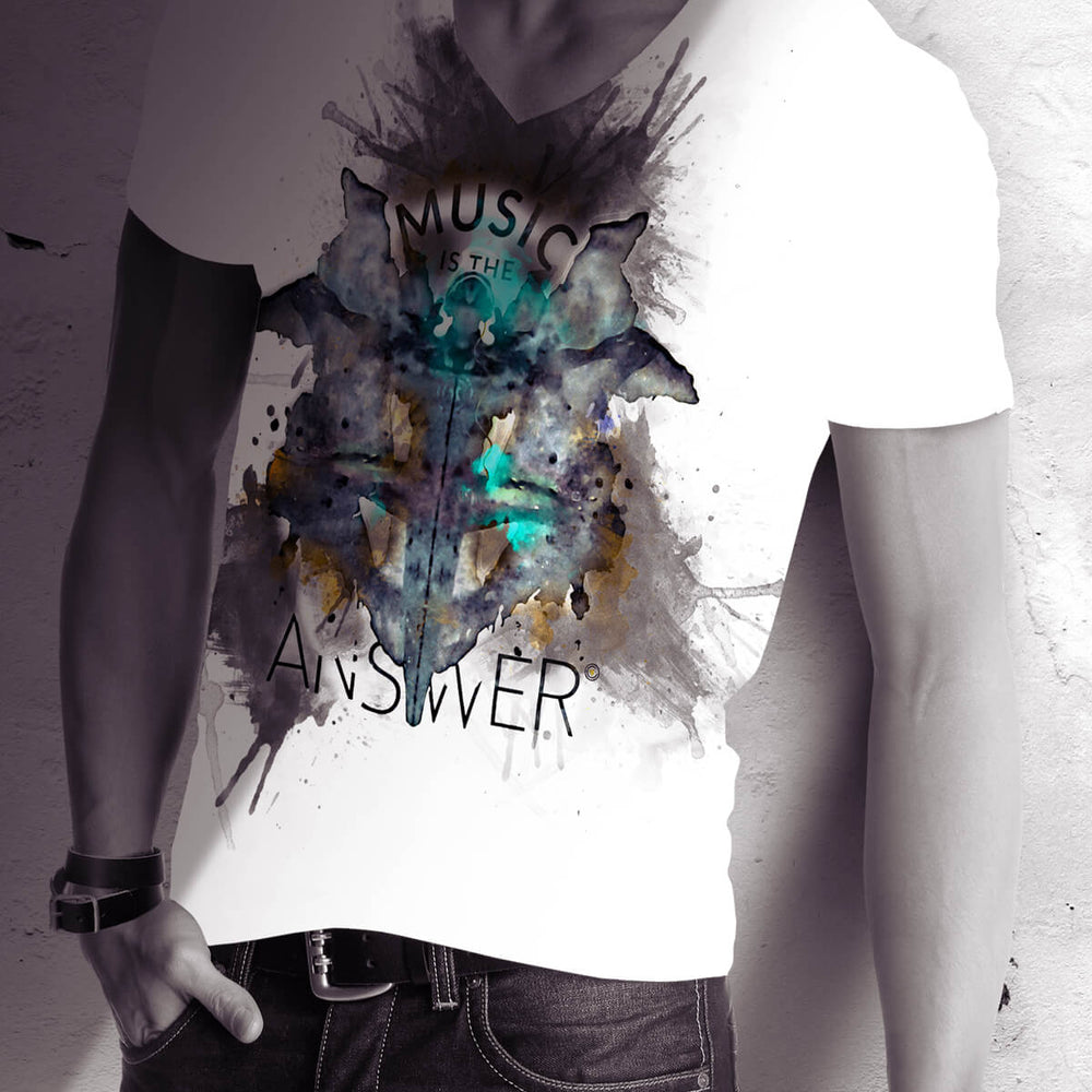 Music iNkBLOT • Fellas - All Over Front Print V-Neck T-Shirt - Chosen Tees