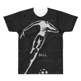 PATENT Soccer Ball • Fellas - Front & Back All-Over Print Black T-Shirt - Chosen Tees