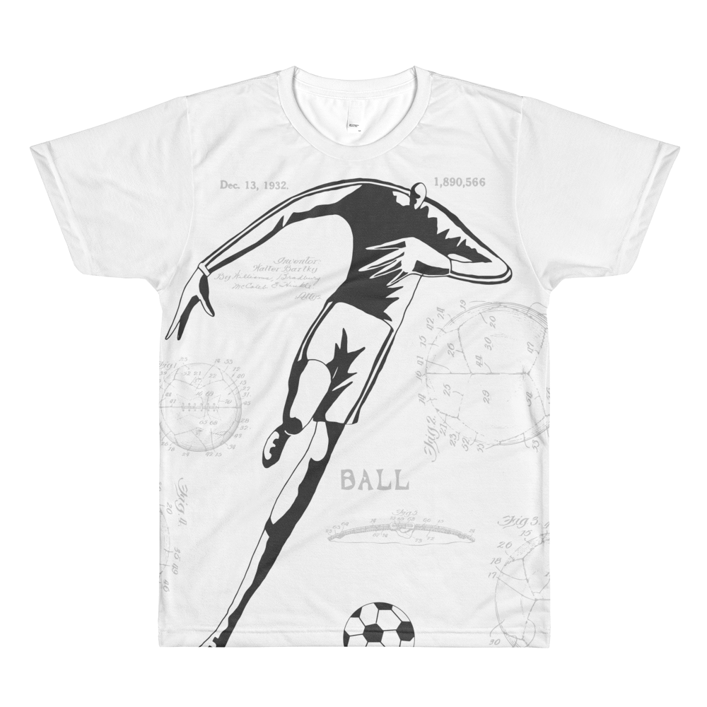 PATENT Soccer Ball • Fellas - Front & Back All Over Print White T-Shirt - Chosen Tees