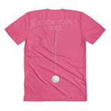 PATENT Golf Club • Ladies Front & Back All-Over Print Pink Crew Neck T-Shirt - Chosen Tees